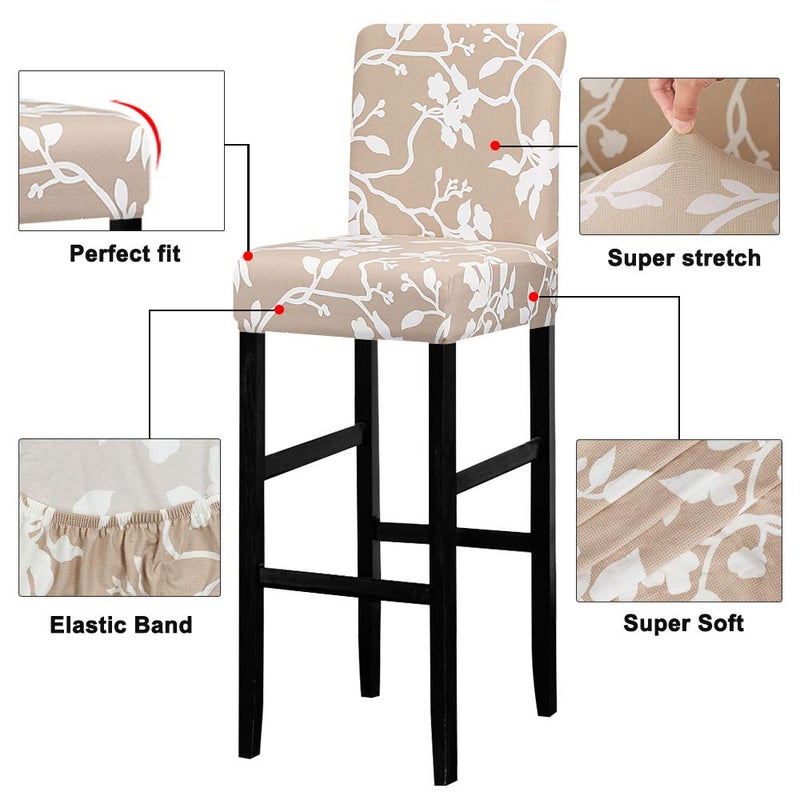 Lellen Jacquard Bar Chair Stool Coverï¼Œ4PCS Stretch Chair Slipcover Pattern for Short Swivel Dining Chair Counter Height Side Chairs Bar Stool Covers with Backs Barstool Covers Slipcovers Pub Chair Slipcover - Image 3